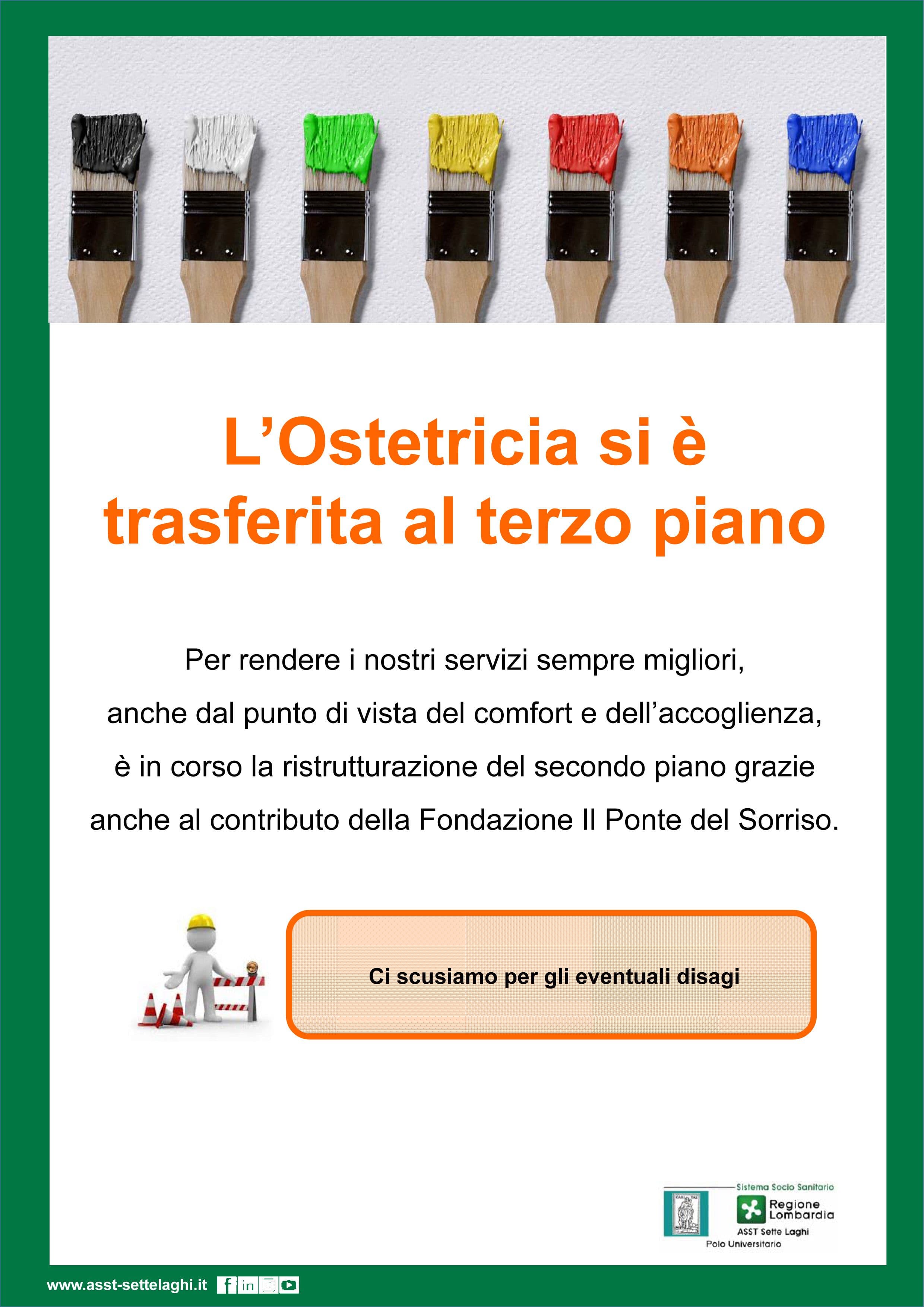 Da oggi l'Ostetricia dell'Ospedale Del Ponte si trasferisce al terzo piano