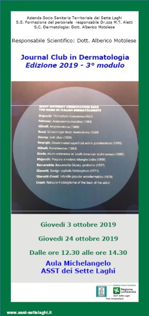 Journal Club in Dermatologia - Edizione 2019 - 3° modulo