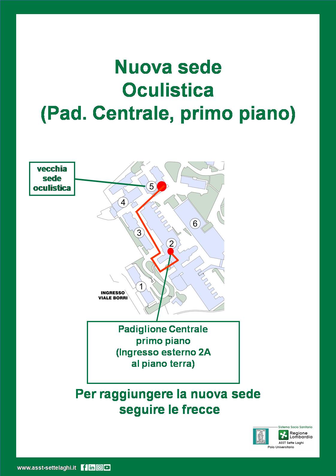 L'Oculistica del Circolo dal 3 agosto si sposta al Padiglione Centrale