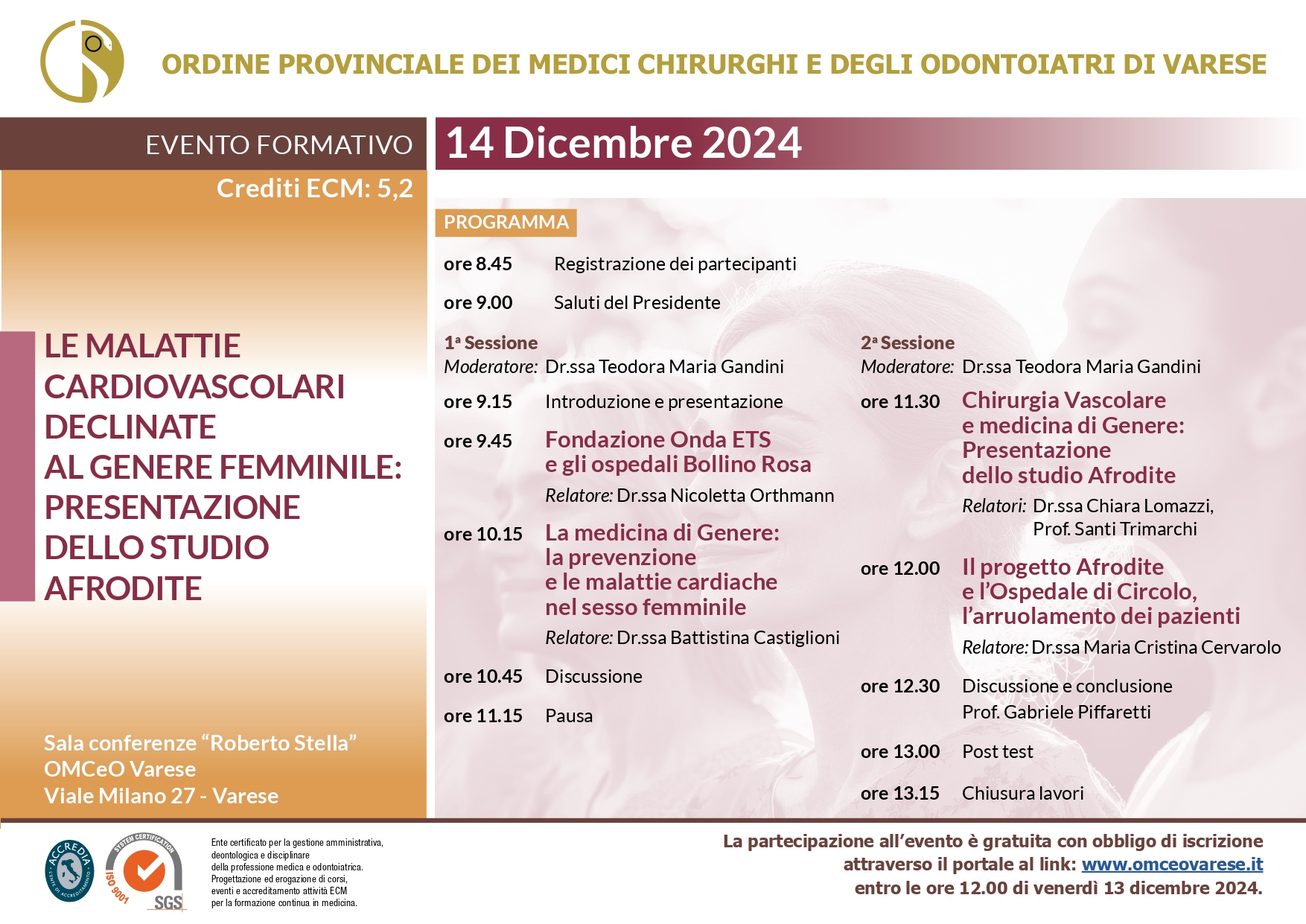 Le malattie cardiovascolari declinate al genere femminile: presentazione dello studio Afrodite e screening dedicati alle donne con più di 50 anni